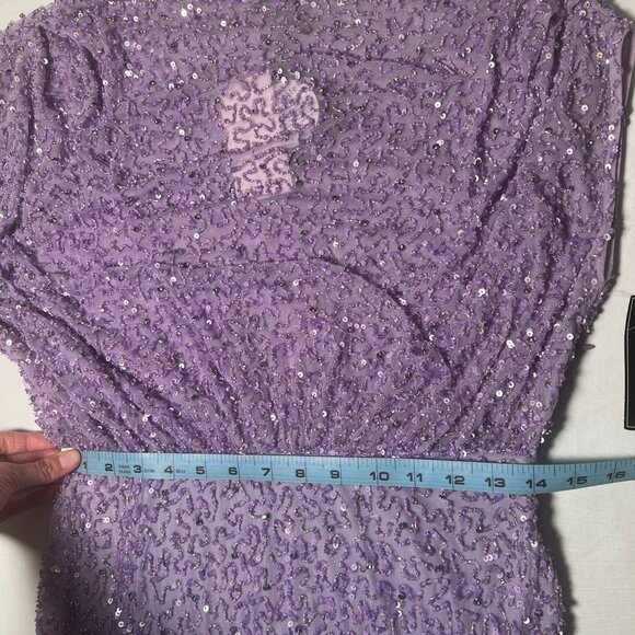 NWT Retrofete Jean Sequin Dress Lavender Purple Beaded Mini Off-Shoulder Medium - Picture 9 of 16